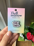 She/They Pronouns Enamel Pin