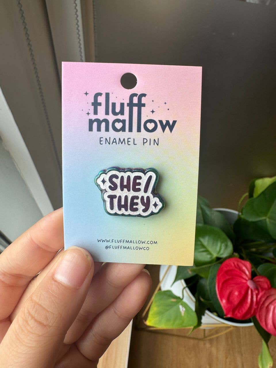 She/They Pronouns Enamel Pin