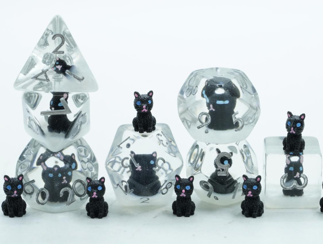 Familiar's Fortune | Black Cat 7 Pcs Dice Set